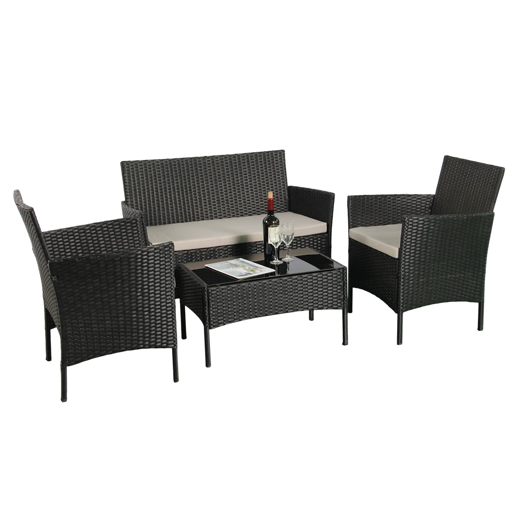 Cheap 4 Pieces Rattan Wicker Outdoor Furniture Sale Set Garden Rattan ...