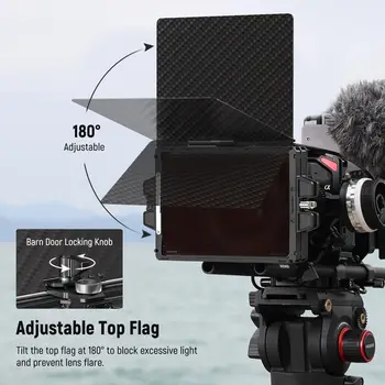 NEEWER 4 Circular Lens Ring Adapters 67/72/77/82mm Mini Matte Box with Two 4"x5.65" Filter Trays Matte Box for Camera detail image