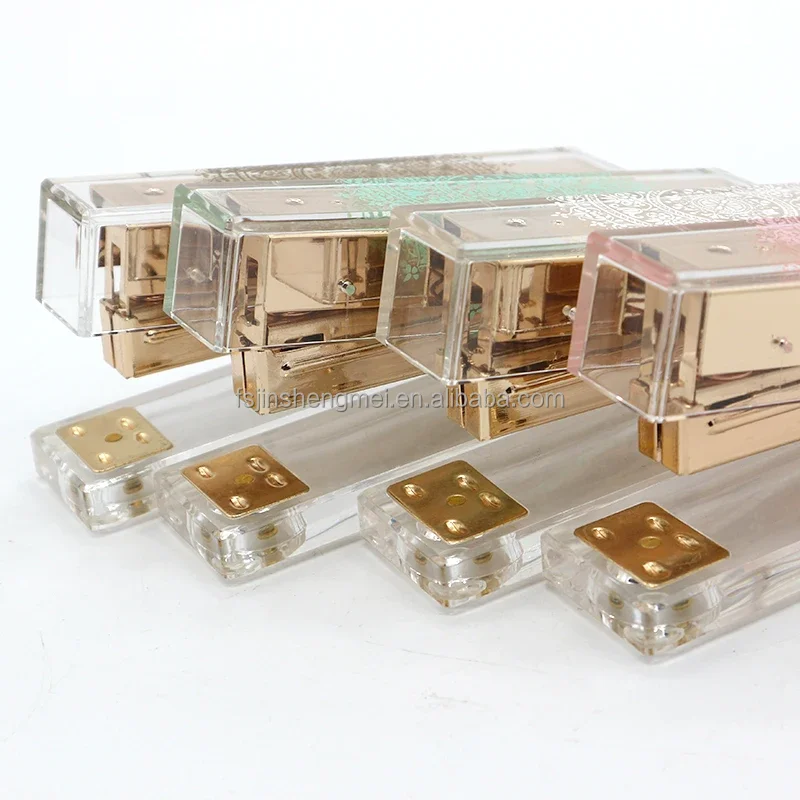 Поставки с фабрики в Китае 24/6 прозрачный степлер аксессуары для рабочего стола розовое кружево печатный узор Золотая полная полоска сделанный вручную металл