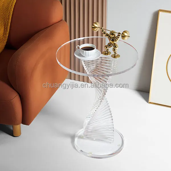 Simple Swirl Acrylic Side Table Whirling Style Round Acrylic End Table Buy Round Acrylic End