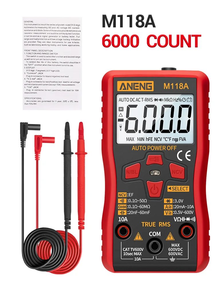 ANENG M118A  Digital Multimeter AC//DC Spannungs Tester NCV Measuring 6000 Counts