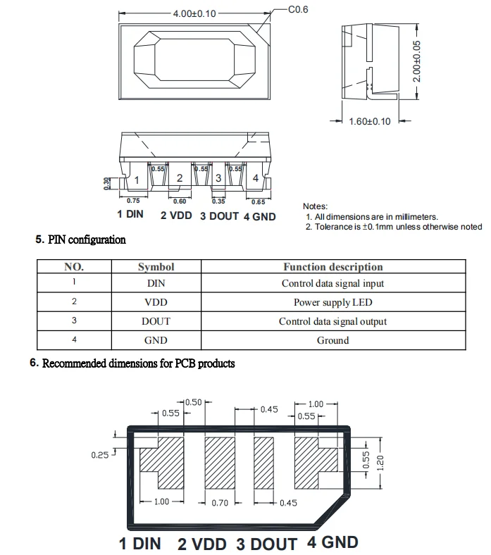 Высокая производительность источник света индивидуально адресуемых RGB SMD SK6812 4020 вид сбоку со светодиодами бокового свечения чип