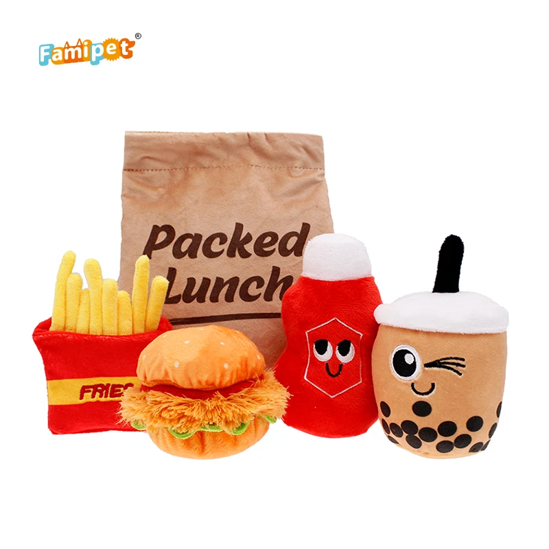 Fast Food Lunch Bag Series Squeaky Plush Dog Toy