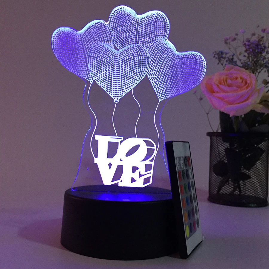 3D Liebe Lampe – Optische Illusion Mit 7 Farben USB-Betrieb