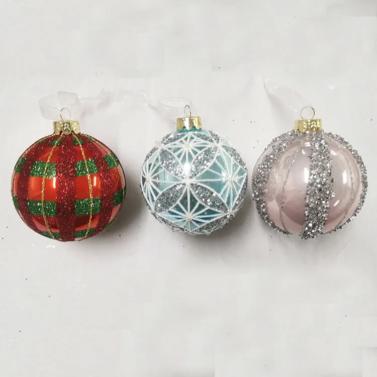 wholesale christmas tree hanging decoration xmas ball glass ornaments customized christmas ornaments painted blown glass ball