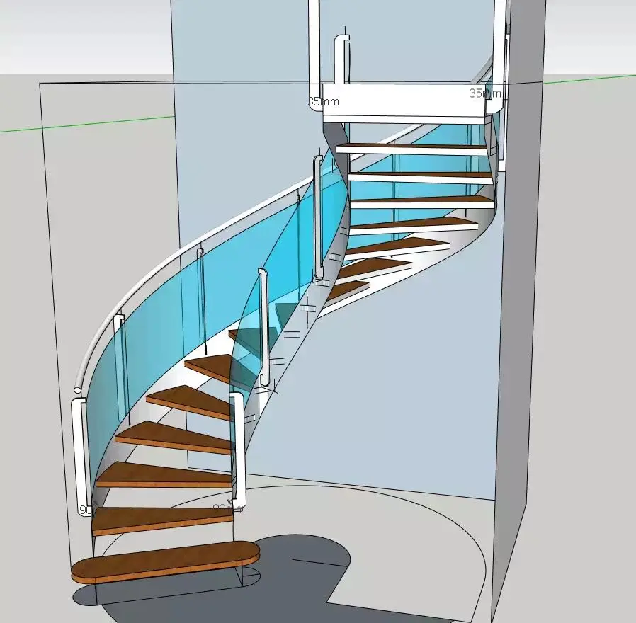 AU Modern Arc Staircase Interiors Double Stringer Arc Stairs Staircase Indoor  Curved Stairs