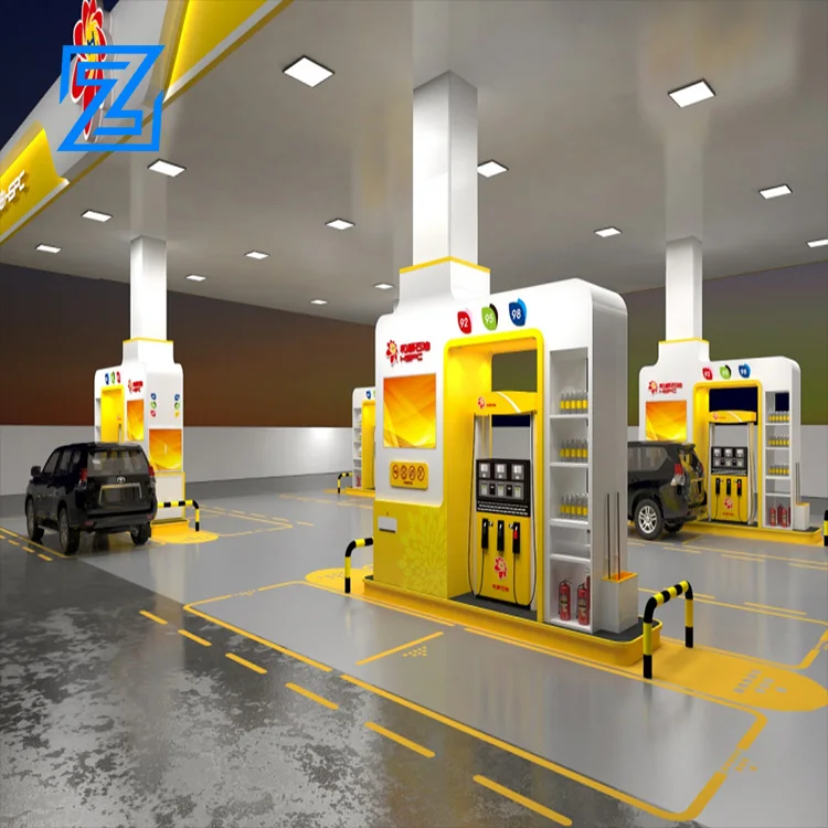 Fuel Station Set Steel Structure Space Frame Accessories Gas Filling Station Canopy and Gas Station Equipment