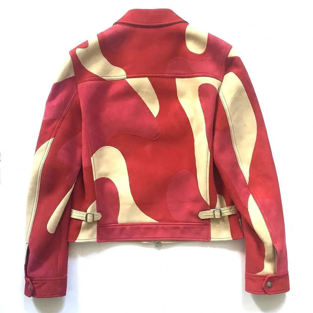 Custom Fashion Patchwork Zip up Suede Riding Motorcycle Racing Man Leather Jackets for Men gallery 2