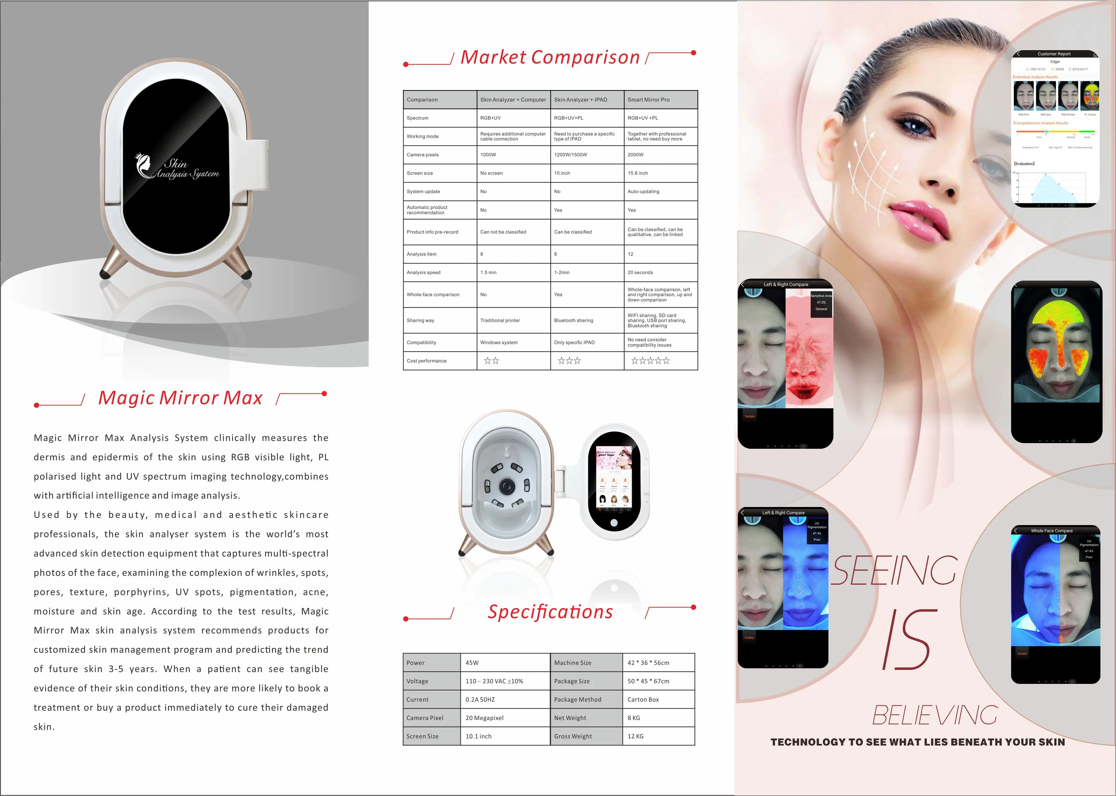 Korea Facial Skin Analysis System Magic Mirror Machine M9 Facial Tester Skin 4D Camera Analyzer for Skin Care Best Sellers F