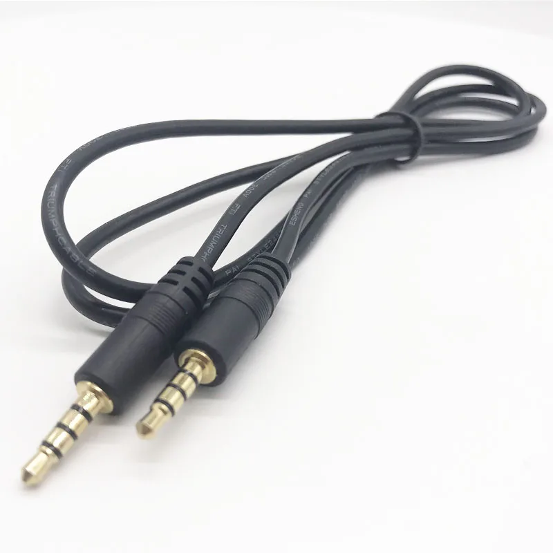 Aux 3.5mm 4 Pole Gold Plated Male To Male Cable 2547 24 Awg 3 Core With