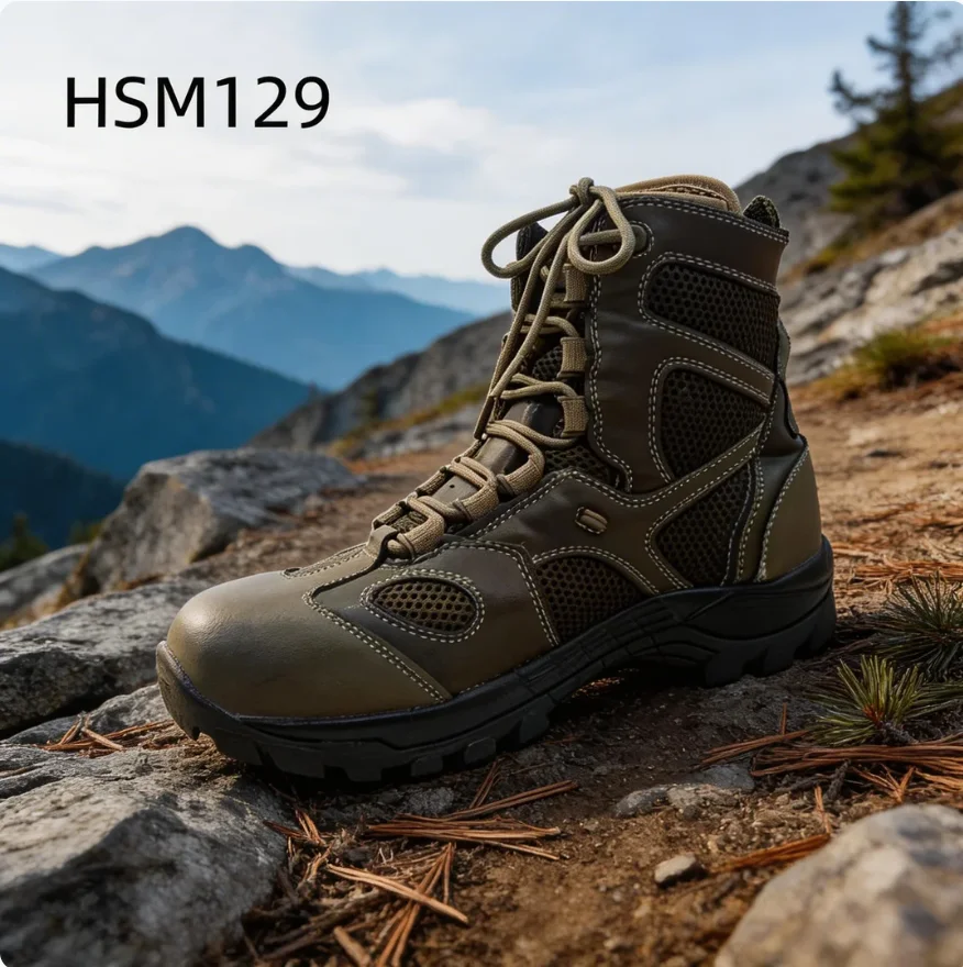 ZYF, Bottes de combat en tissu maillé anti-transpiration pour la survie en milieu sauvage, semelle dotée d’un système d’atténuation des chocs, bottes tactiques marron HSM129