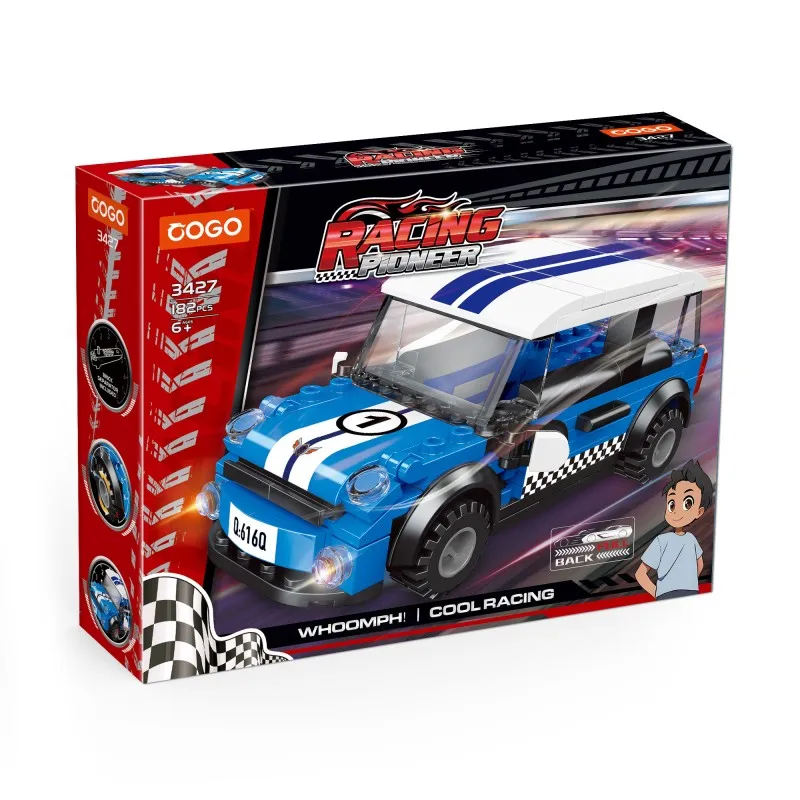 COGO 182 PCS Educational Pull Back Speed Car Building Blocks