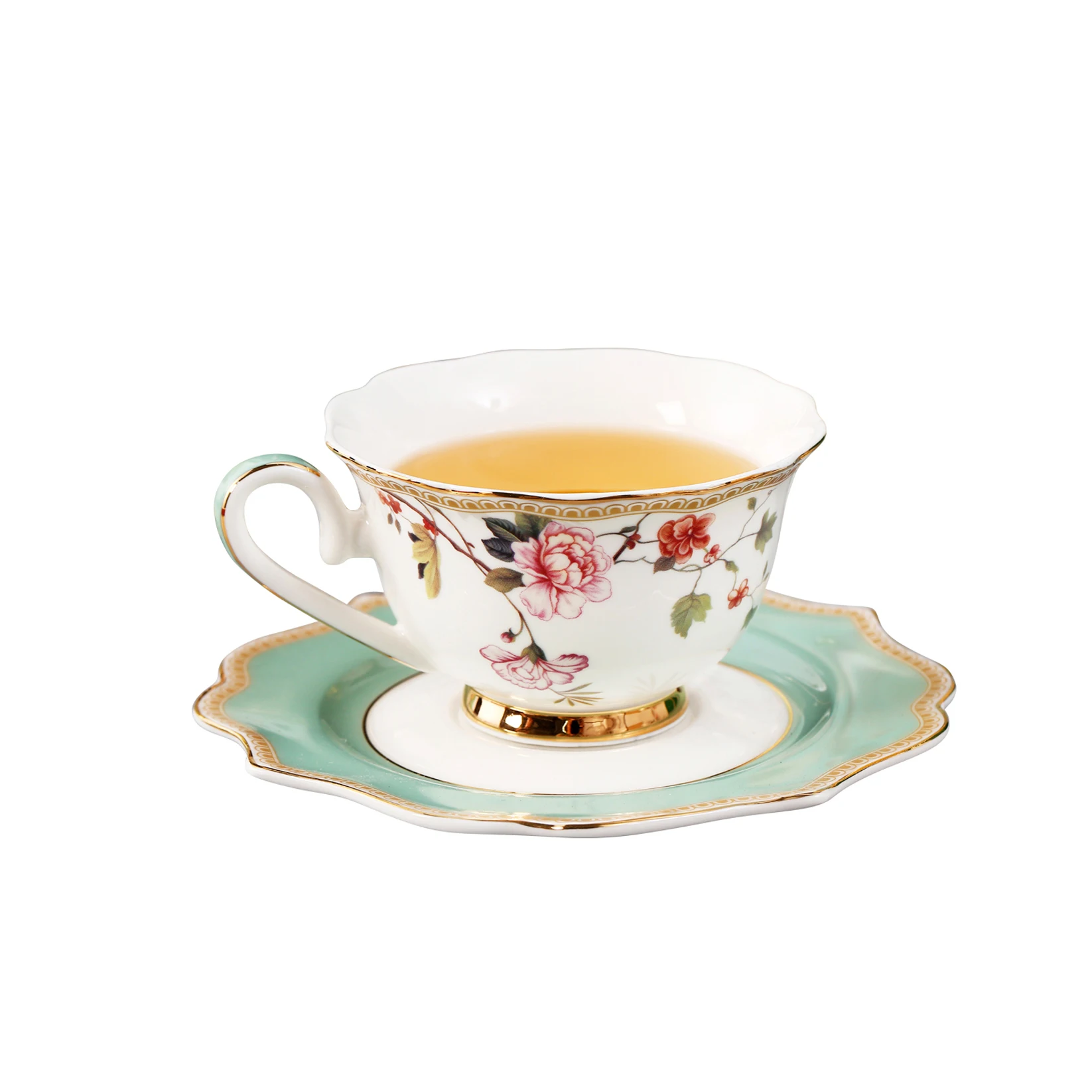 Premium Quality Classical Court Style Design Set of 2 Cups and Saucers, Household & Gifts Ceramic Porcelain Cups and Saucers