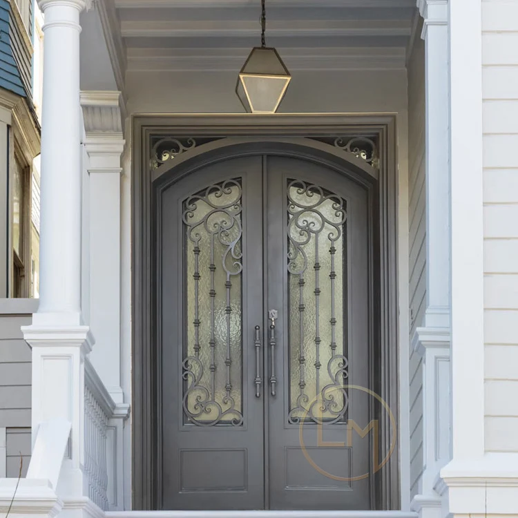 Victorian Style Classical Wrought Iron Partition Lattice Front Door Steel Villa Application