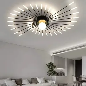 Home Decor Living Room Large Luxury Ceiling Lamp Black Gold Round Minimalist Hotel Bedroom Nordic Modern Led Ceiling Light