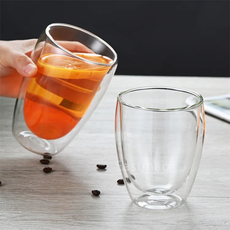 Прямая Продажа с фабрики прозрачная двухслойная чашка из боросиликатного стекла ручной работы