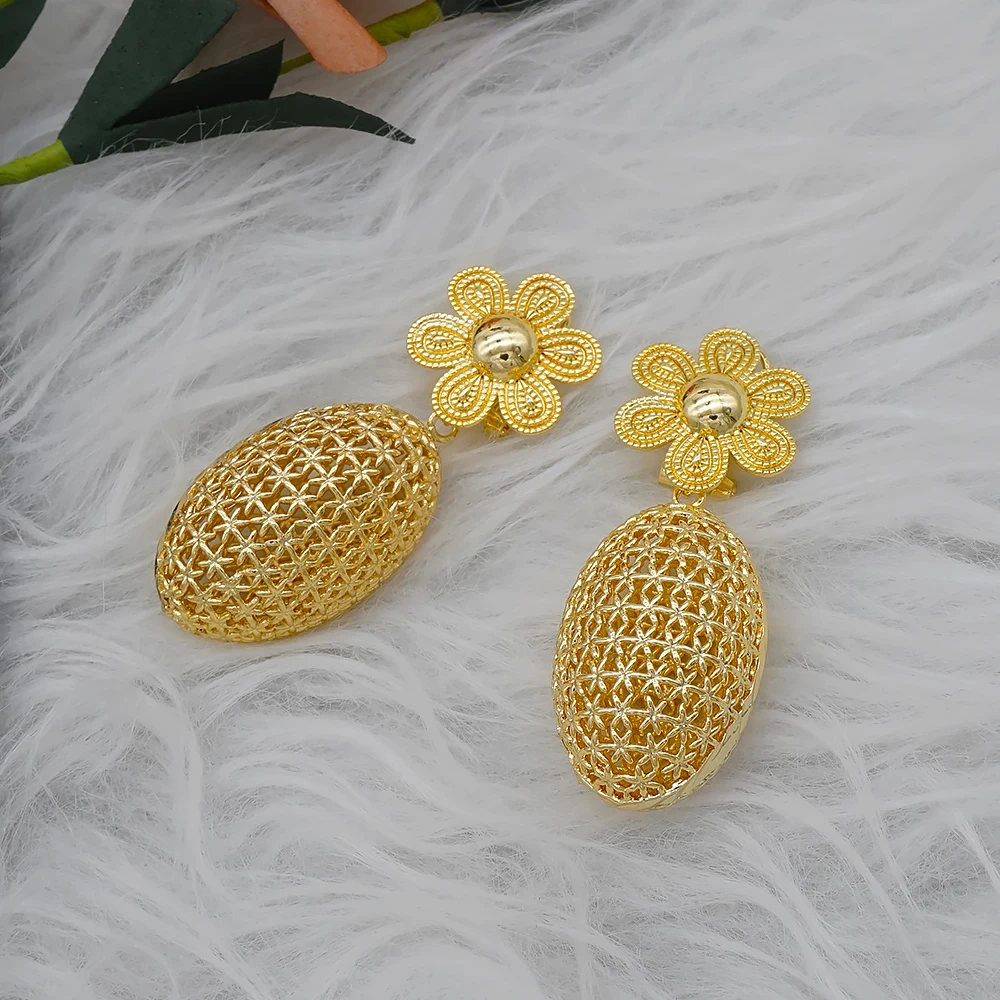 Fashion 24k Gold Plated Wholesale Dubai Gold Stud Earrings Jewelry For