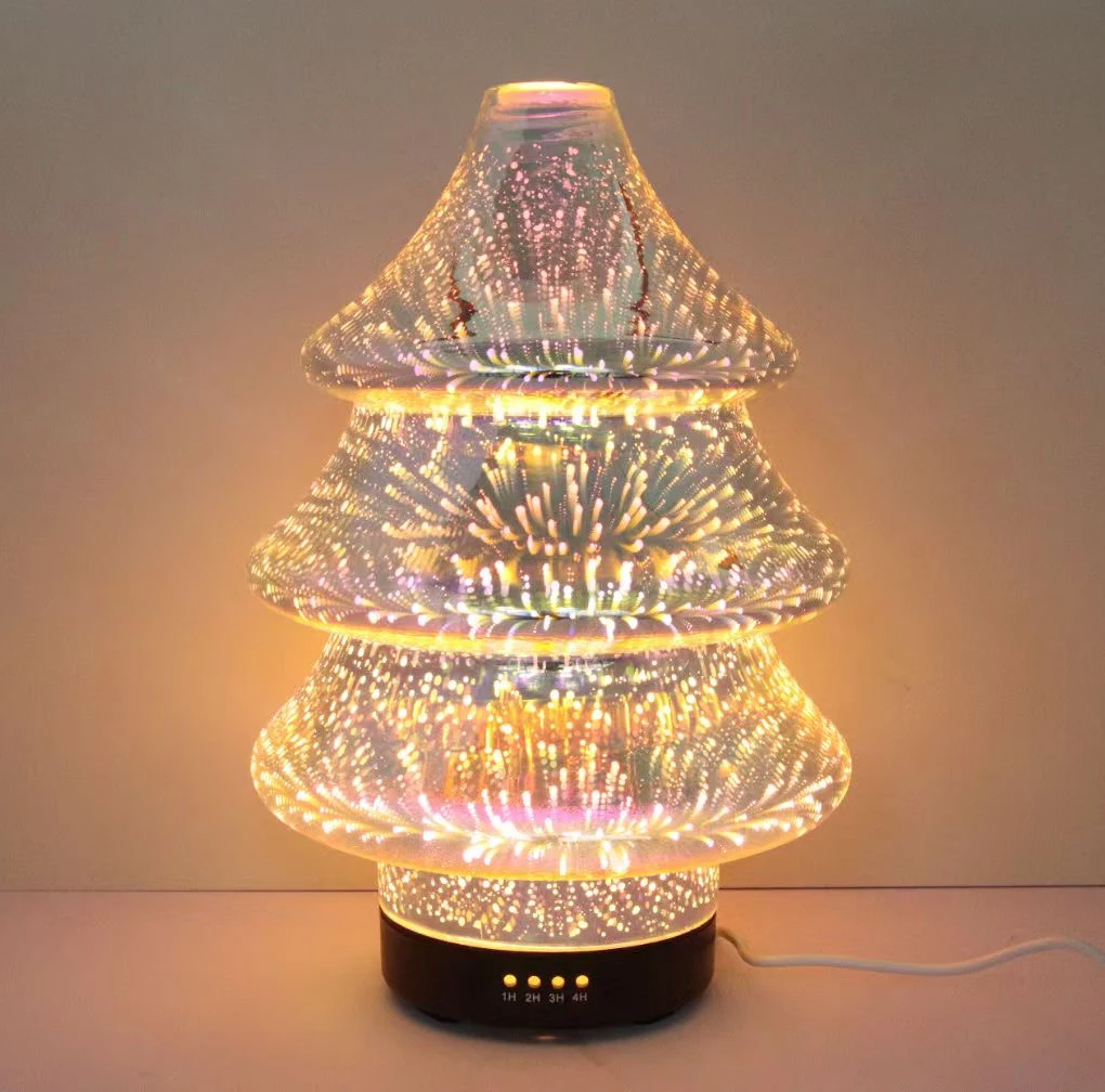 Ultrasonic Essential Oil Diffuser Aromatherapy Diffusers 3D Fireworks Glass Vase Cover Aroma Oils Diffuser  with Colorful Light