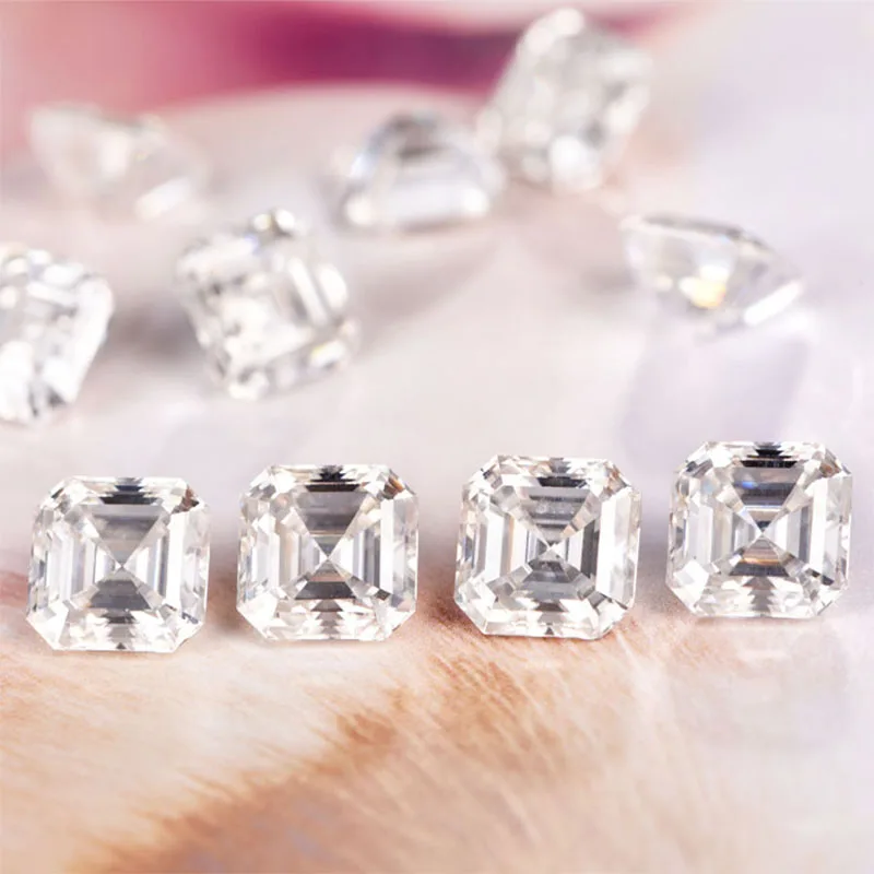 HMOIS VVS1 white EF color Asscher cut factory wholesale synthetic lab grown moissanite diamond loose gemstone for jewelry