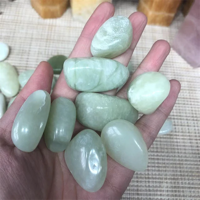 New Arrivals 20-30mm Healing Crystals Gemstone Natural Light Green New Jade  Tumbled Stones for Sale