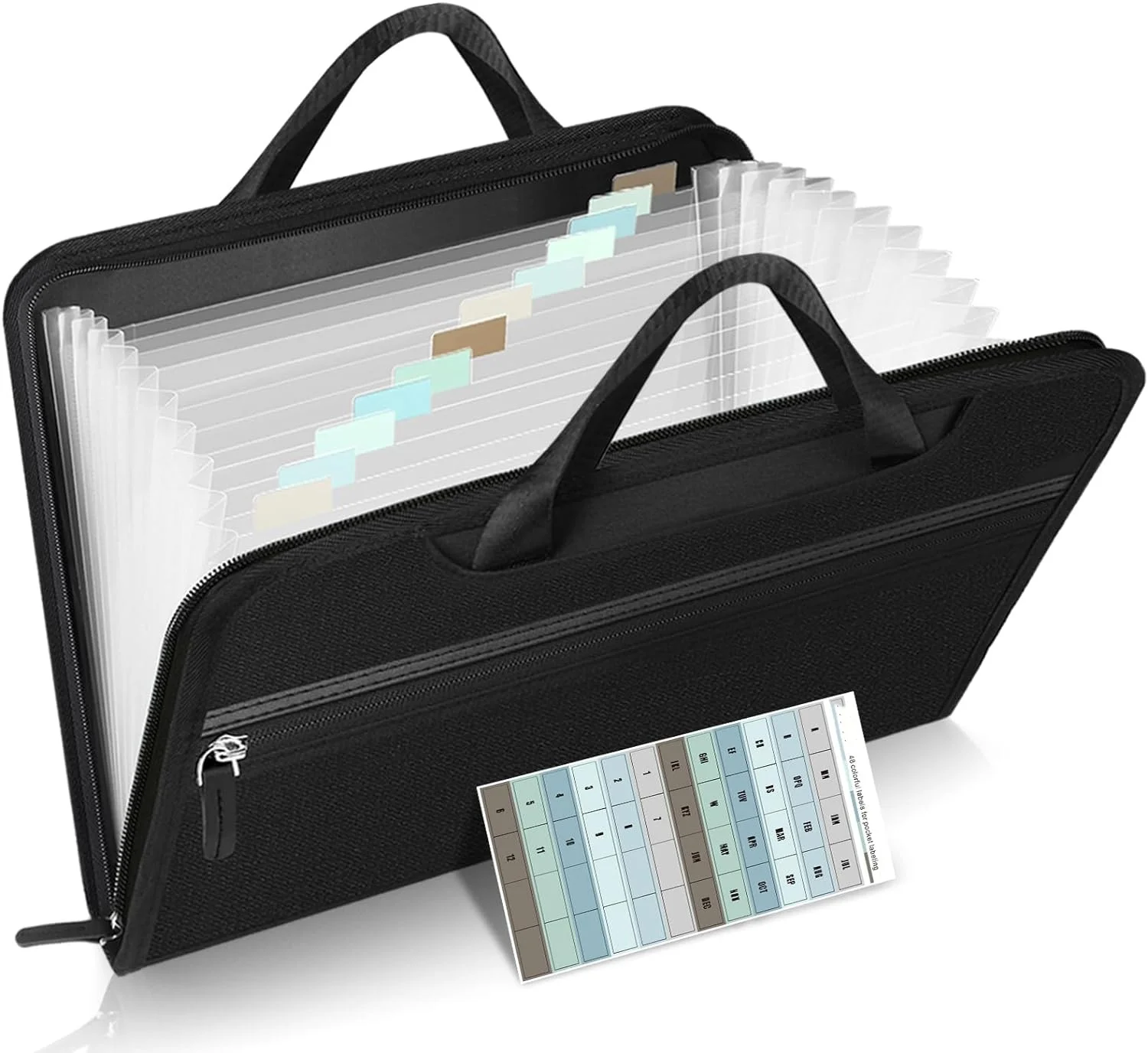 Expanding File Folder With Portable Handle Organizer Briefcase Business A4  Letter Size 13 Pockets Labels Document Bag