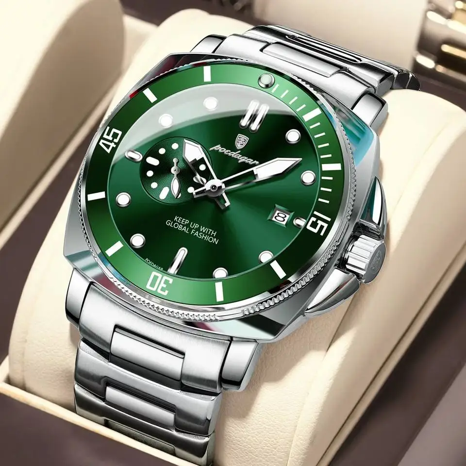 Poedagar 873 High Quality Men Quartz Watch Stainless Steel Strap Waterproof Luminous Cal aperçu 3
