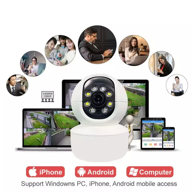 iCSee Indoor 3MP Smart LED Lights wifi PTZ IP Camera 1080P Home Security Full-color Night Vision Wifi Smart PTZ Network Camera
