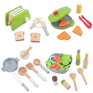 Children Wooden Role Play Toys Kitchen Accessories Pancake Machine Cooking Kitchen Toys Family Party Casual Gifts for Kids
