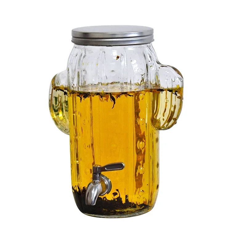Dispenser Per Bevande A Forma Di Cactus In Vetro Da 3,75 Litri – Con Rubinetto, Ideale Per Succhi E Bibite Fredde