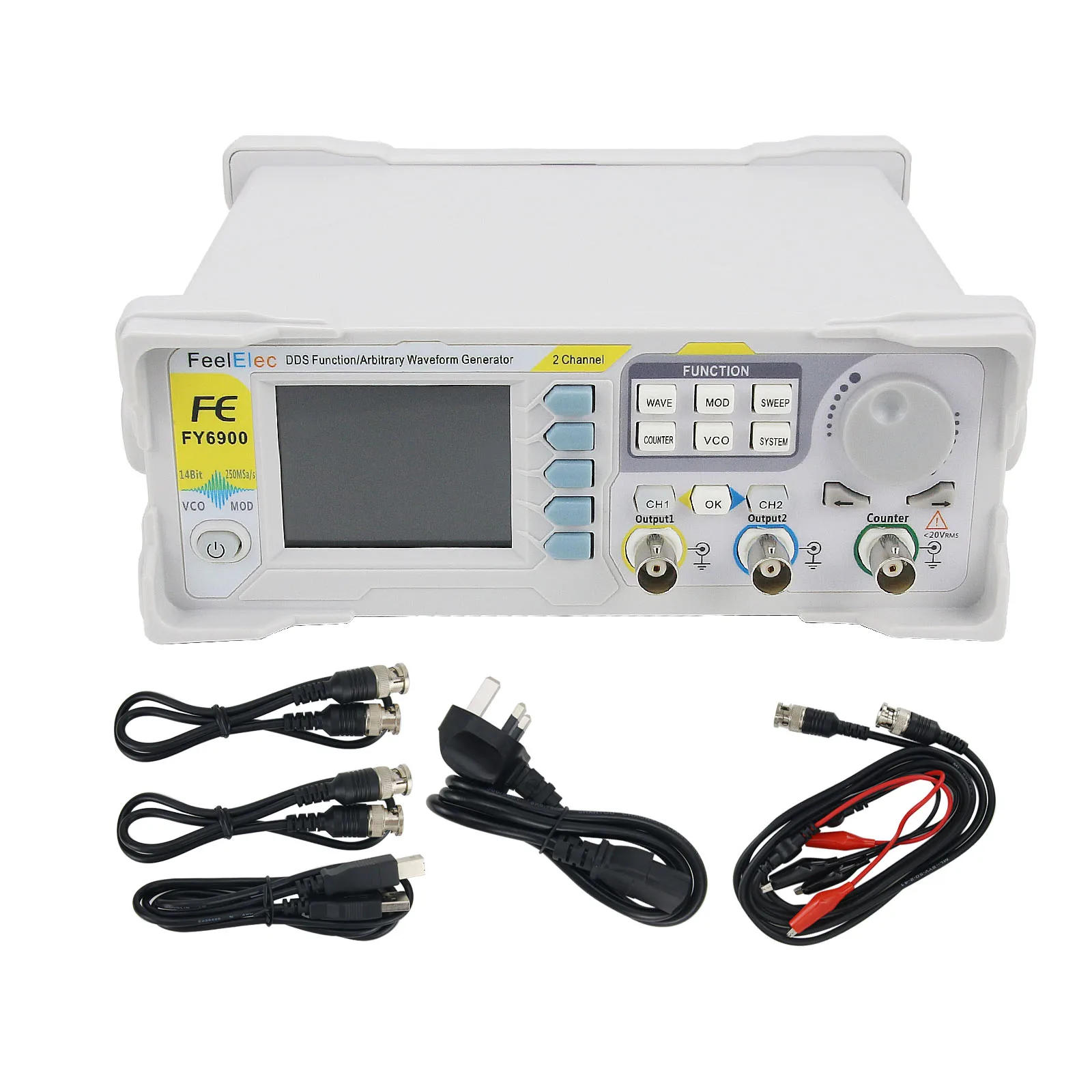 Function Signal Generator,KKmoon 100MHz Function Signal Generator High Precision DDS Signal Generator Counter Generator Pulse Signal Function Generator Frequency Meter 250MSa/s 