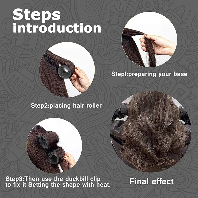 Factory Wholesale 16pcs Black Self Grip Hair Rollers Set Plastic Nylon Hair Rollers Set Heatless Hair Rollers with Clips
