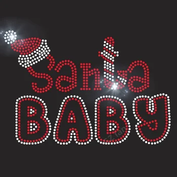 Santa Baby Custom Heat Press Template Strass Christmas Motif Hot-fix Iron On Rhinestone Transfer Design For Shirt