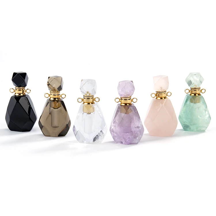 Diffuser Crystal Healing Jewelry Gemstones Perfume Bottle Pendant For Unisex