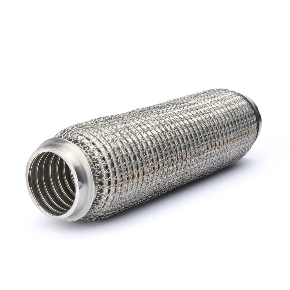 Car Accessories 1.75"x4" Silver Flexible Exhaust Pipe Braided Stainless Steel Mesh Other Sizes Can Be Customized