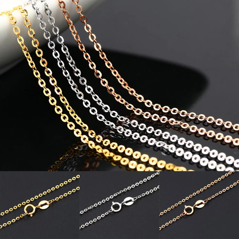 18K Au750 Solid Gold O Shape Cable Chain Necklace - 18inch