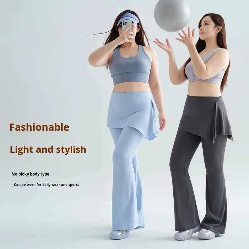 Yoga Pants Skirt Flap False Two-Piece Design Plus Size Tummy Control for Pilates Trainin preview
