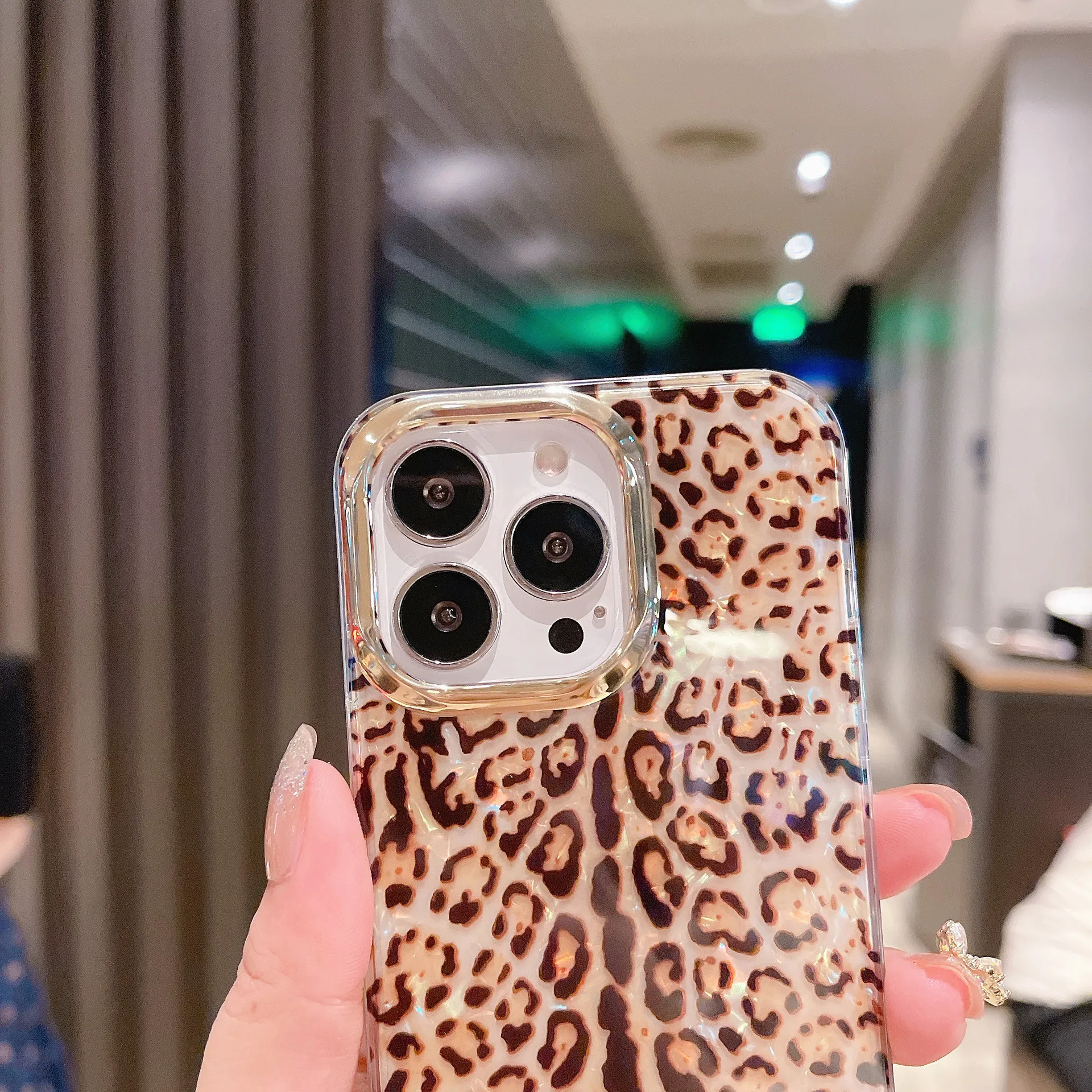 Pink Glitter Iphone Plus Case Leopard Glitter Luxury Rainbow