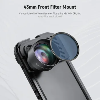 NEEWER HD 60mm Telephoto Lens 2X Magnification for iPhone 15 Pro Max/Samsung/Xiaomi Phone Cage Case with 17mm Lens Adapter detail image