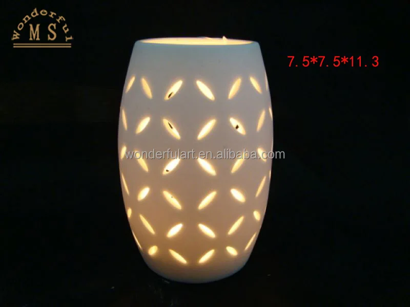 Factory Price Ceramic Tea Light Holder Hollow White Candle Holder Porcelain Led Light Holder for Home Decor