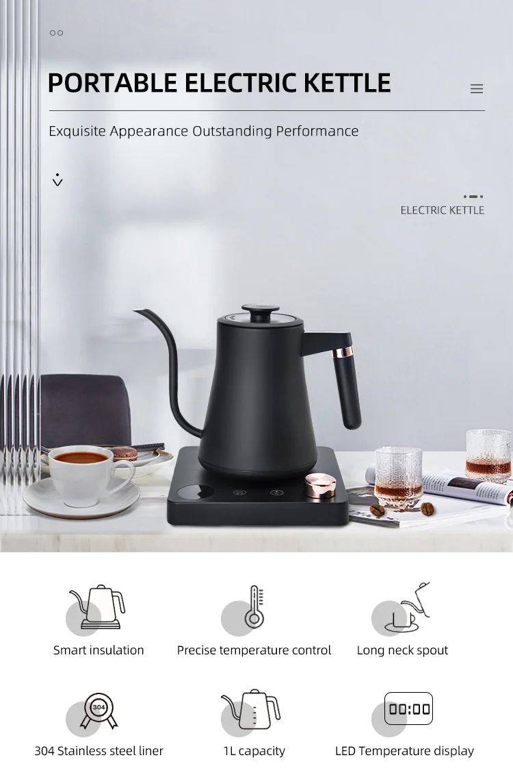 Electric Kettle,Gooseneck Coffee Pot,Insulated Electric Kettle,Quick