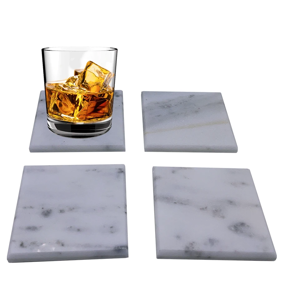 White Marble Coaster Natural Stone Cup Mat Stone Coasters For Drink