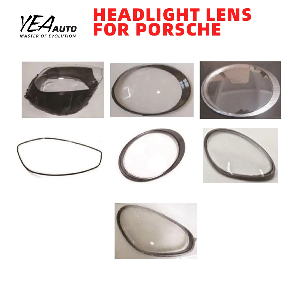 product car headlight glass lampshade cover lens lamp for porsche cayenne panamera macan 911 718 cayman headlamp black housing back base-37