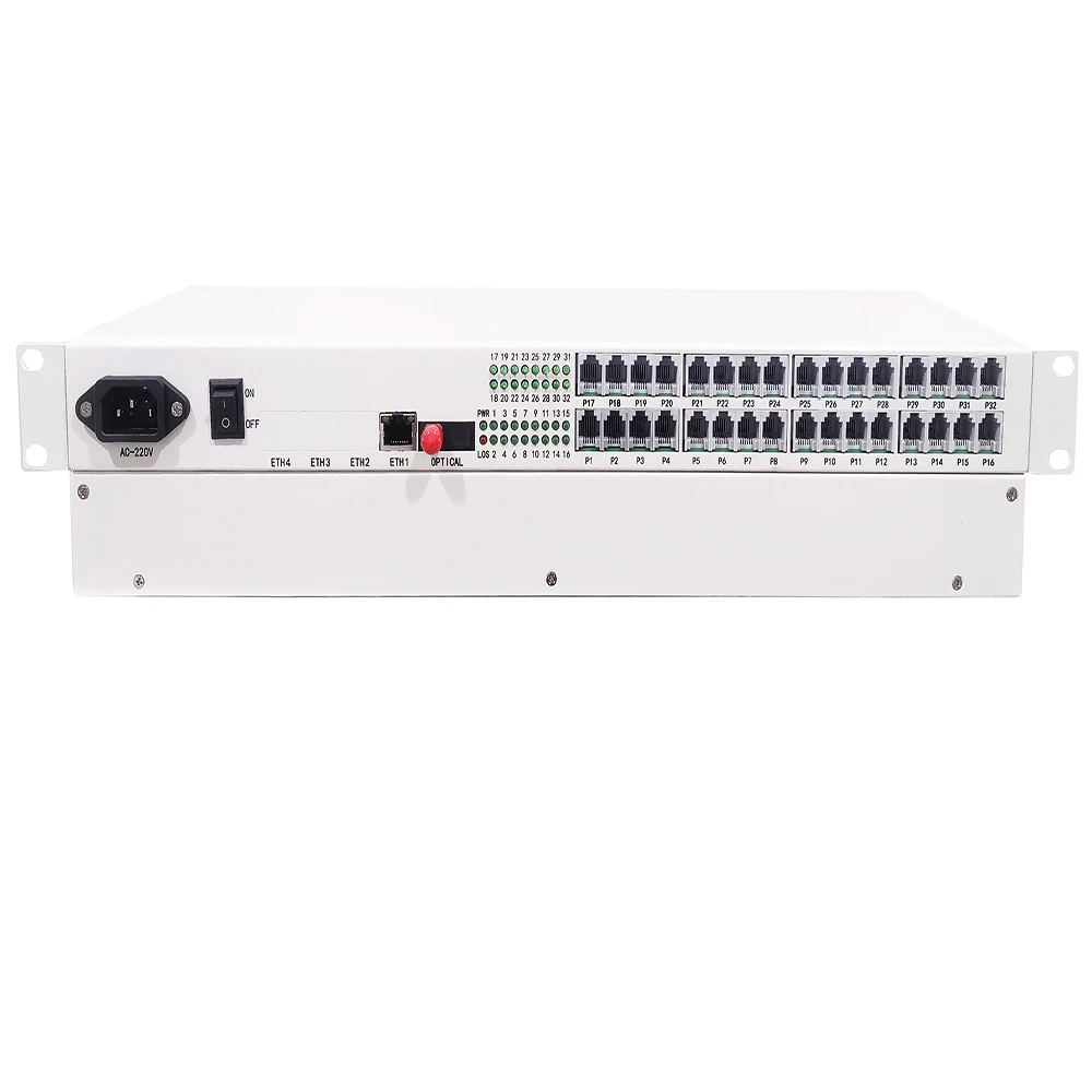 PCM multiplexer 32 channel telephone mux + 1 Ethernet over fiber with rj11