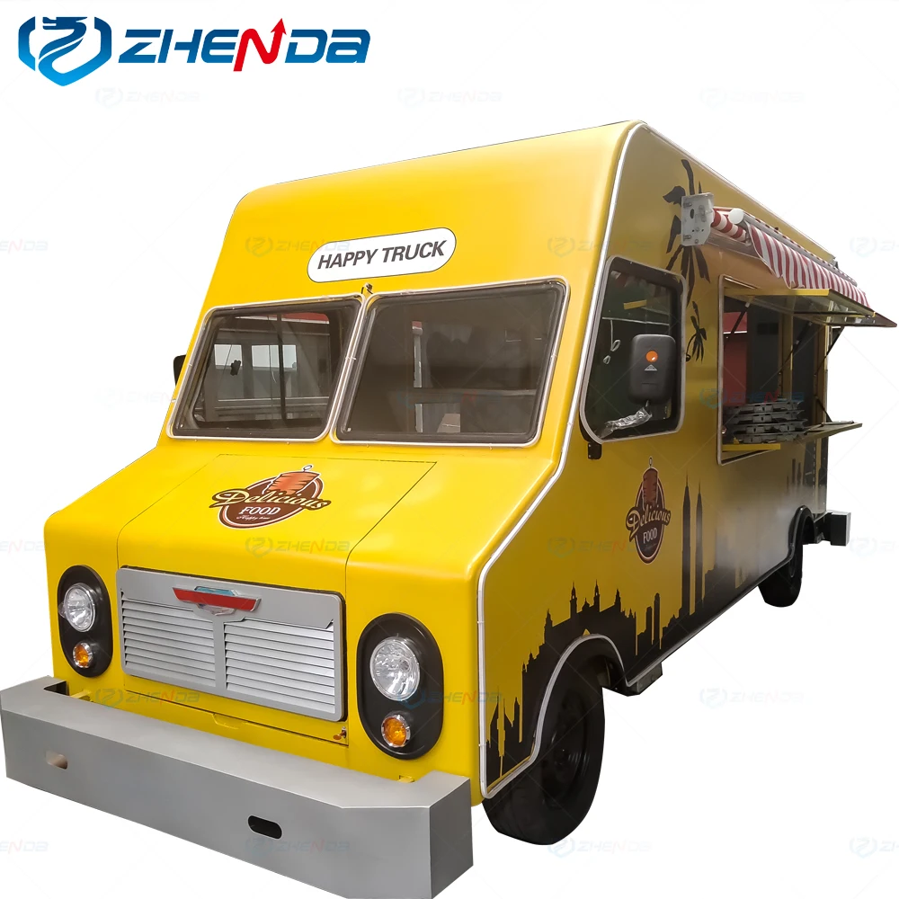 China Custom Mobile Street Fast Vending Carts Fast Food Truck Used Car Van Food Trailers with Freezer for Sale Europe