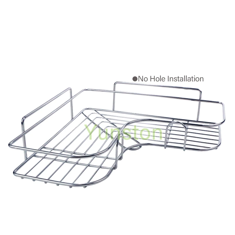 Heart Shaped Storage Racks Kitchen Bathroom Corner Rack Shelf Wall Mounted Stainless Steel Non Drilled Kitchen Storage