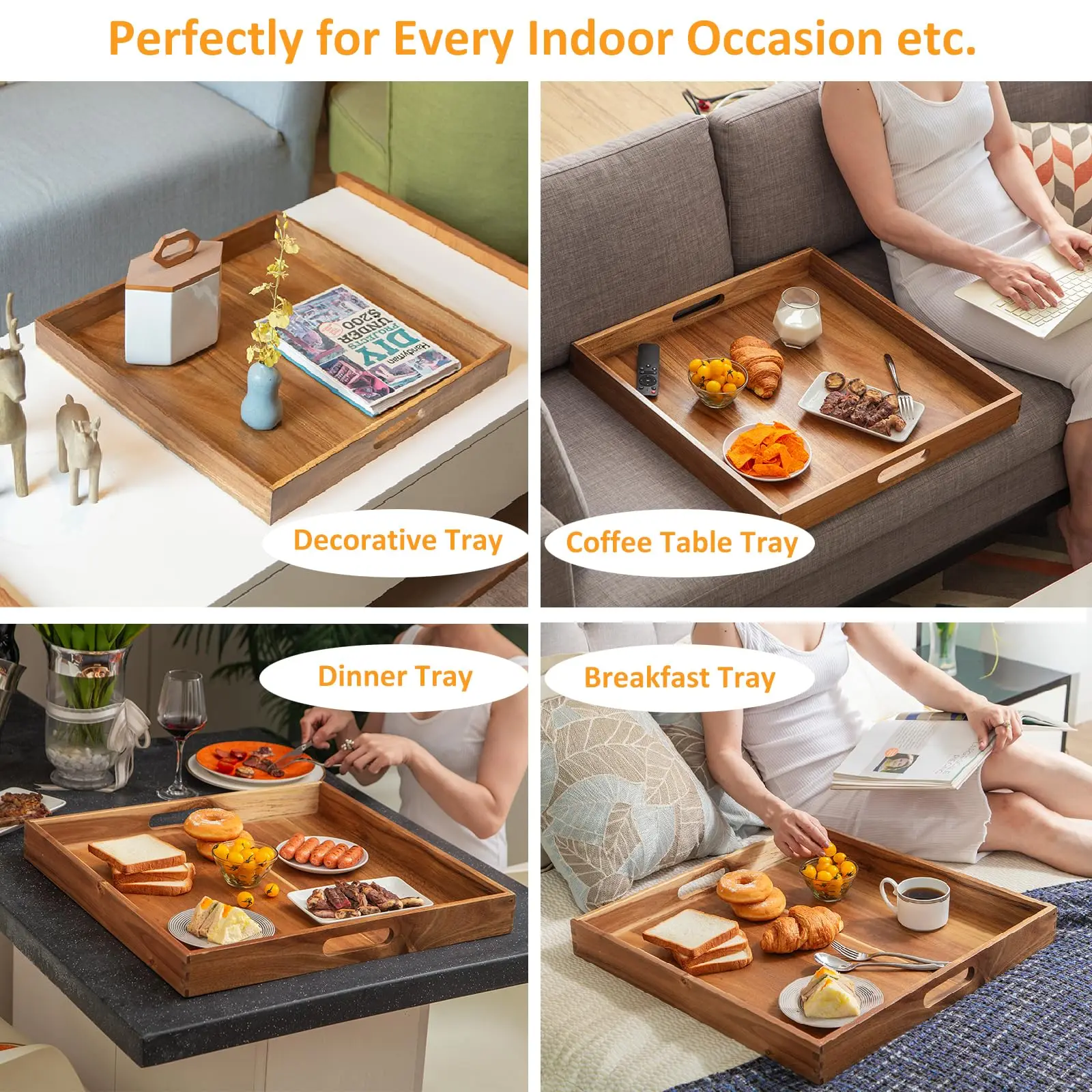 product custom wood serving tray handmade rustic wooden platter with handles for coffee table bar  kitchen food safe serving board-11