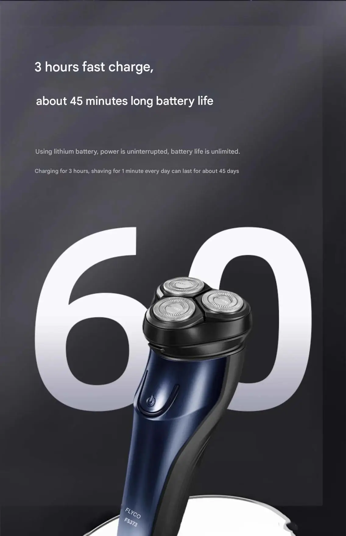 Wholesale Flyco FS373 Rotary Shaver - Bulk Order with Custom Logo Business Travel Gift Choice Smart Anti-pinch Home Use