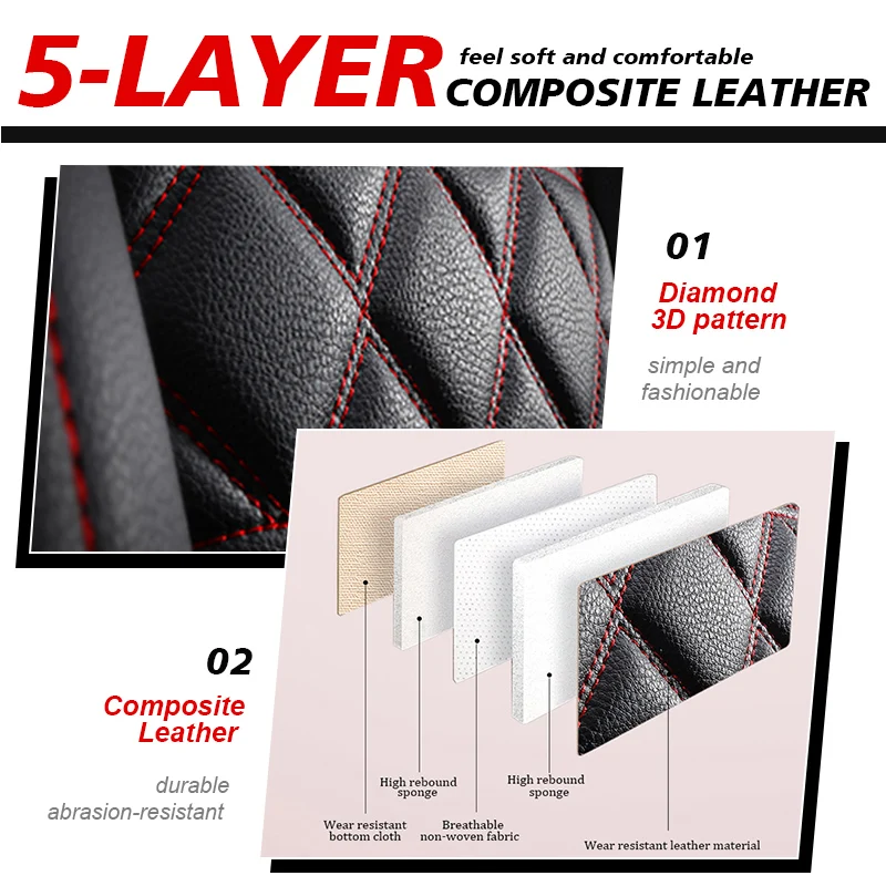 Full Surrounded with Airbag Place Universal Leather Woman Fabric  Pvc Car Seat Covers for Sport Black