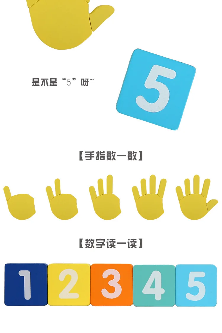 Wooden Finger Numbers Counting Board Toy Teaching Aids Numbers Wooden Board for Kids