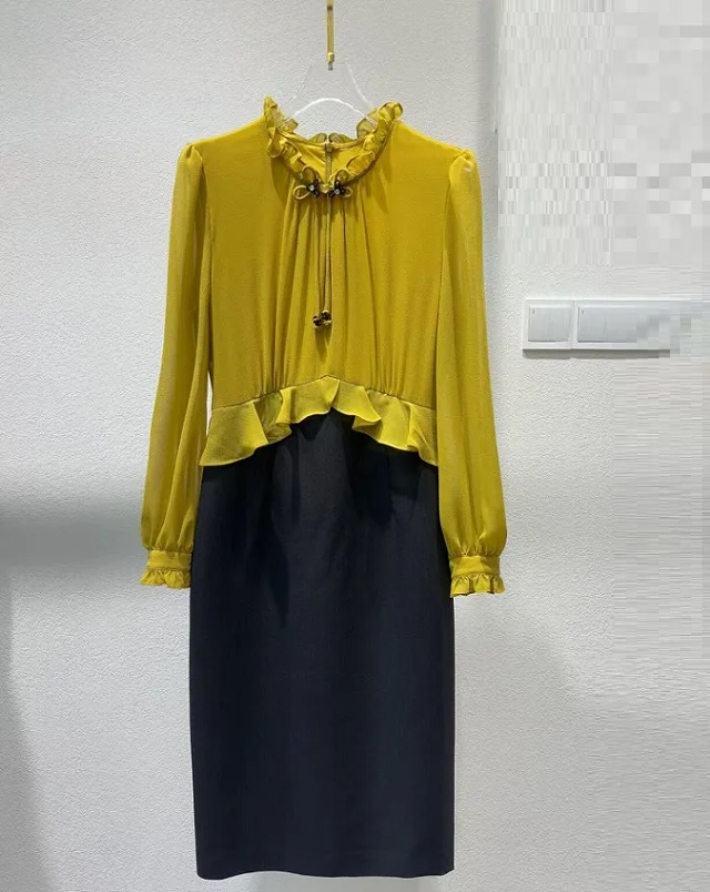 XXL Bodycon Dress for Women 2025 Spring Summer Party Collection Floral  Beading Deco Long Sleeve Midi Yellow Purple Plus Size